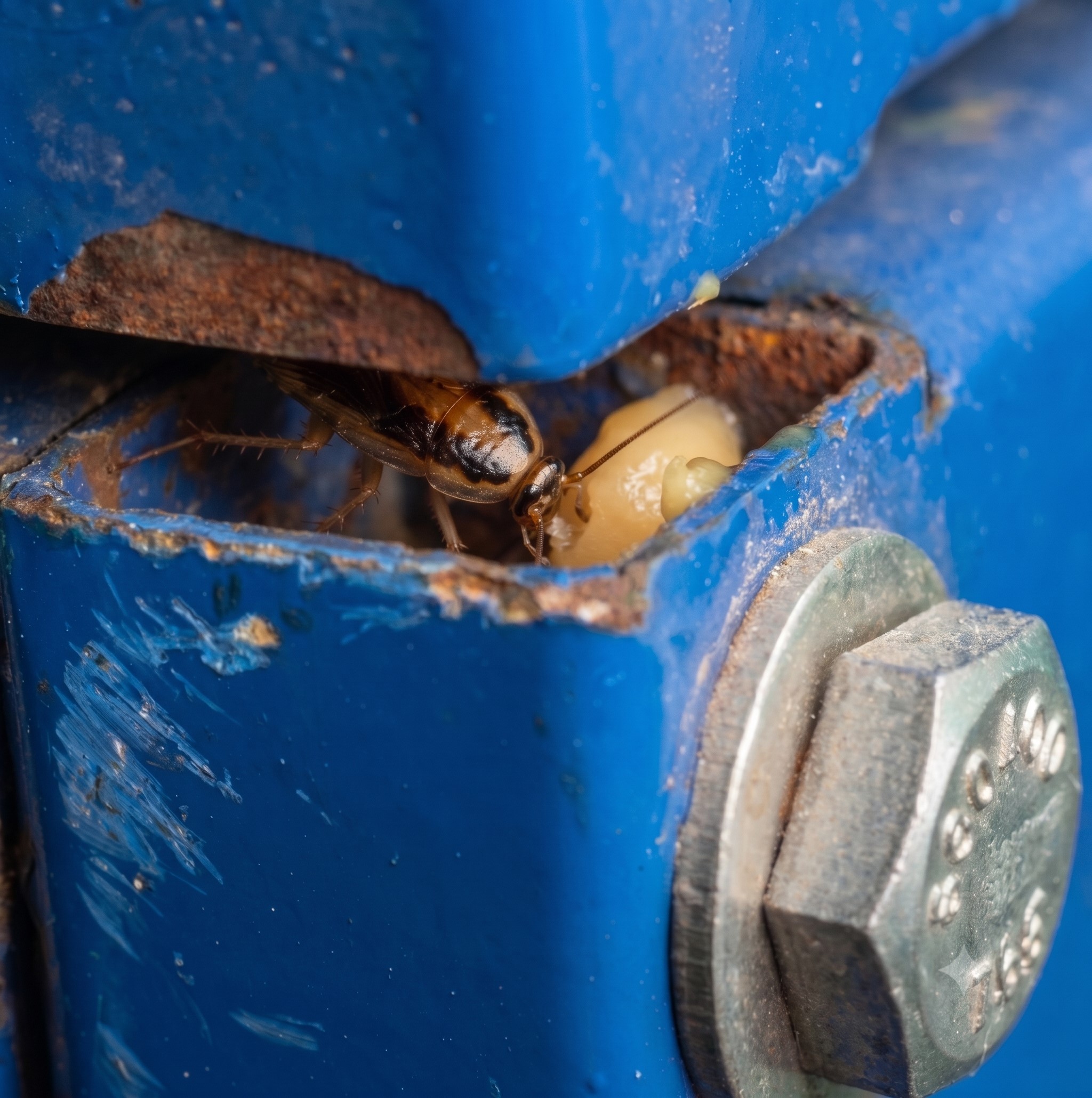 Cucaracha comiendo gel